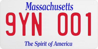 MA license plate 9YN001
