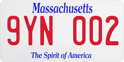 MA license plate 9YN002