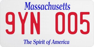 MA license plate 9YN005