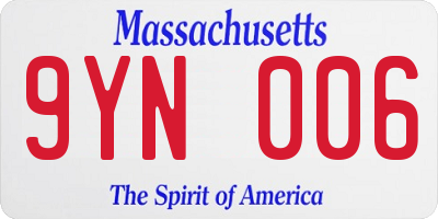 MA license plate 9YN006