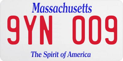 MA license plate 9YN009
