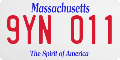 MA license plate 9YN011