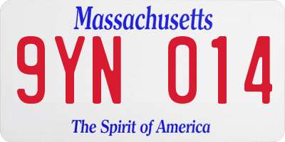 MA license plate 9YN014