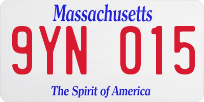 MA license plate 9YN015