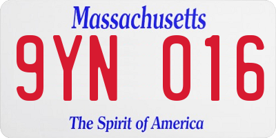 MA license plate 9YN016