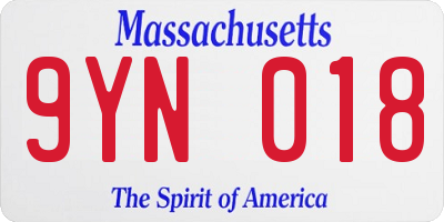 MA license plate 9YN018