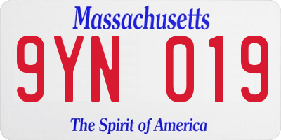 MA license plate 9YN019