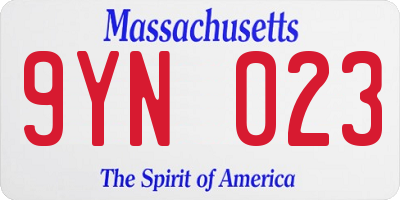 MA license plate 9YN023