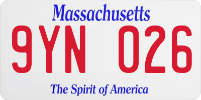 MA license plate 9YN026