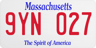 MA license plate 9YN027
