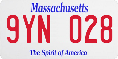 MA license plate 9YN028