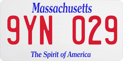 MA license plate 9YN029
