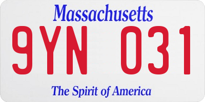 MA license plate 9YN031
