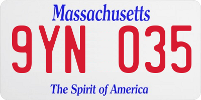 MA license plate 9YN035