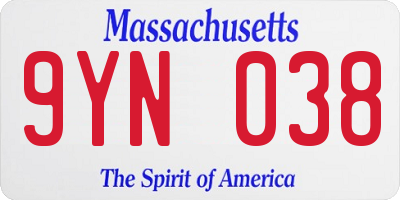 MA license plate 9YN038