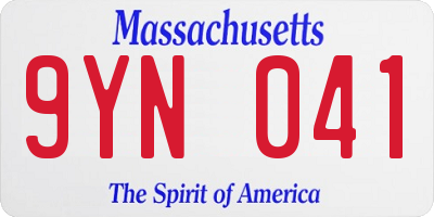 MA license plate 9YN041