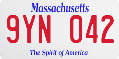 MA license plate 9YN042
