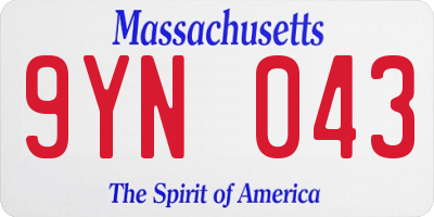 MA license plate 9YN043