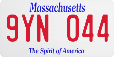 MA license plate 9YN044
