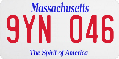 MA license plate 9YN046