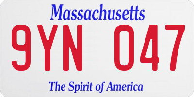 MA license plate 9YN047
