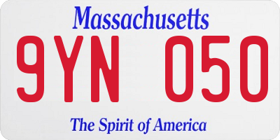 MA license plate 9YN050