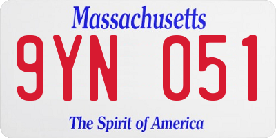 MA license plate 9YN051