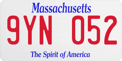 MA license plate 9YN052