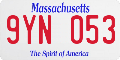MA license plate 9YN053