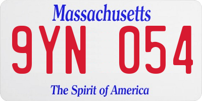 MA license plate 9YN054