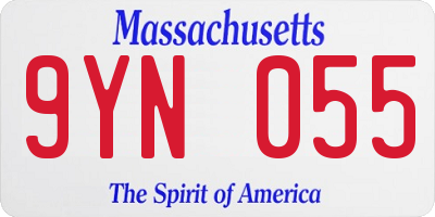MA license plate 9YN055