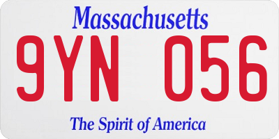 MA license plate 9YN056