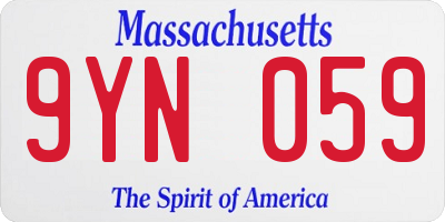 MA license plate 9YN059