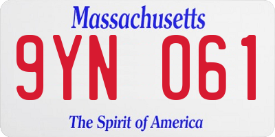 MA license plate 9YN061