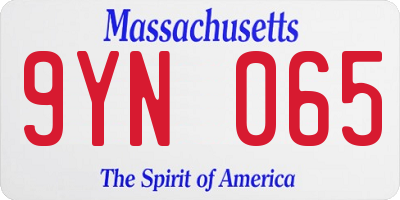 MA license plate 9YN065