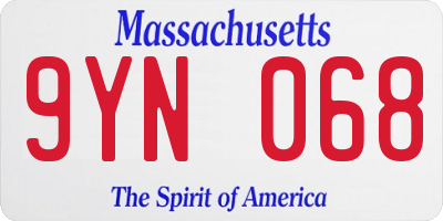 MA license plate 9YN068