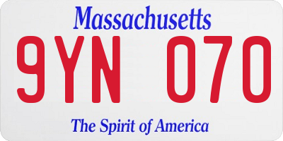 MA license plate 9YN070