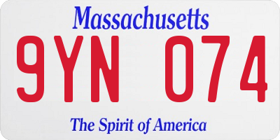 MA license plate 9YN074