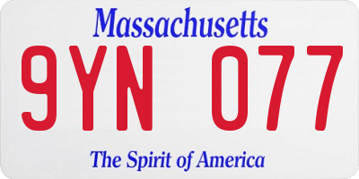 MA license plate 9YN077