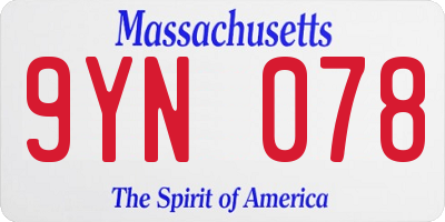 MA license plate 9YN078