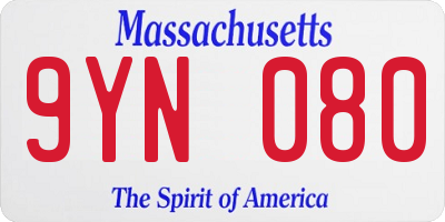 MA license plate 9YN080
