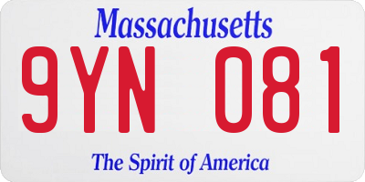 MA license plate 9YN081