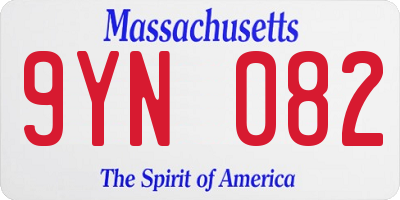 MA license plate 9YN082