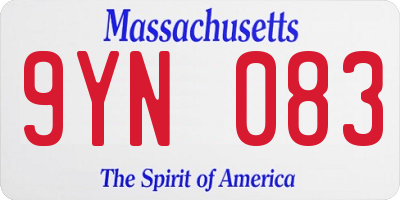MA license plate 9YN083