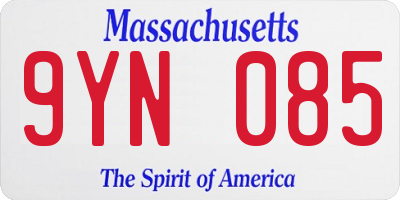MA license plate 9YN085