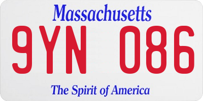 MA license plate 9YN086