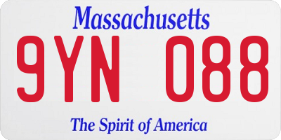 MA license plate 9YN088