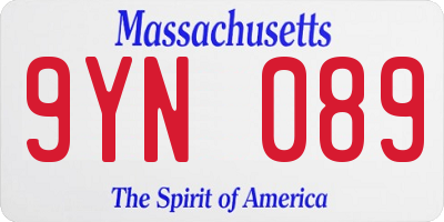 MA license plate 9YN089