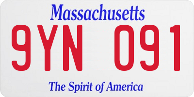 MA license plate 9YN091