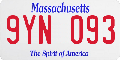 MA license plate 9YN093